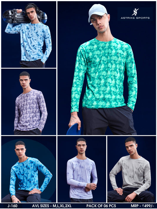 Men Abstract Print Slim Fit Crew Neck T-shirt at Wholesale Price J 160 | 6 Pcs Box