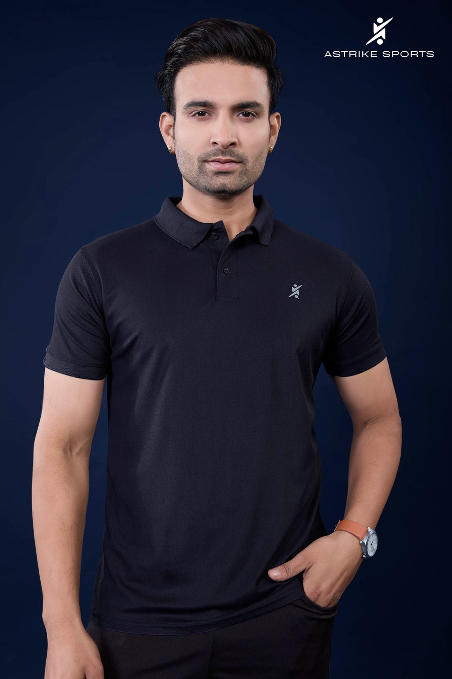 Men Slim Polo Neck T-shirt QR 11 Special Black