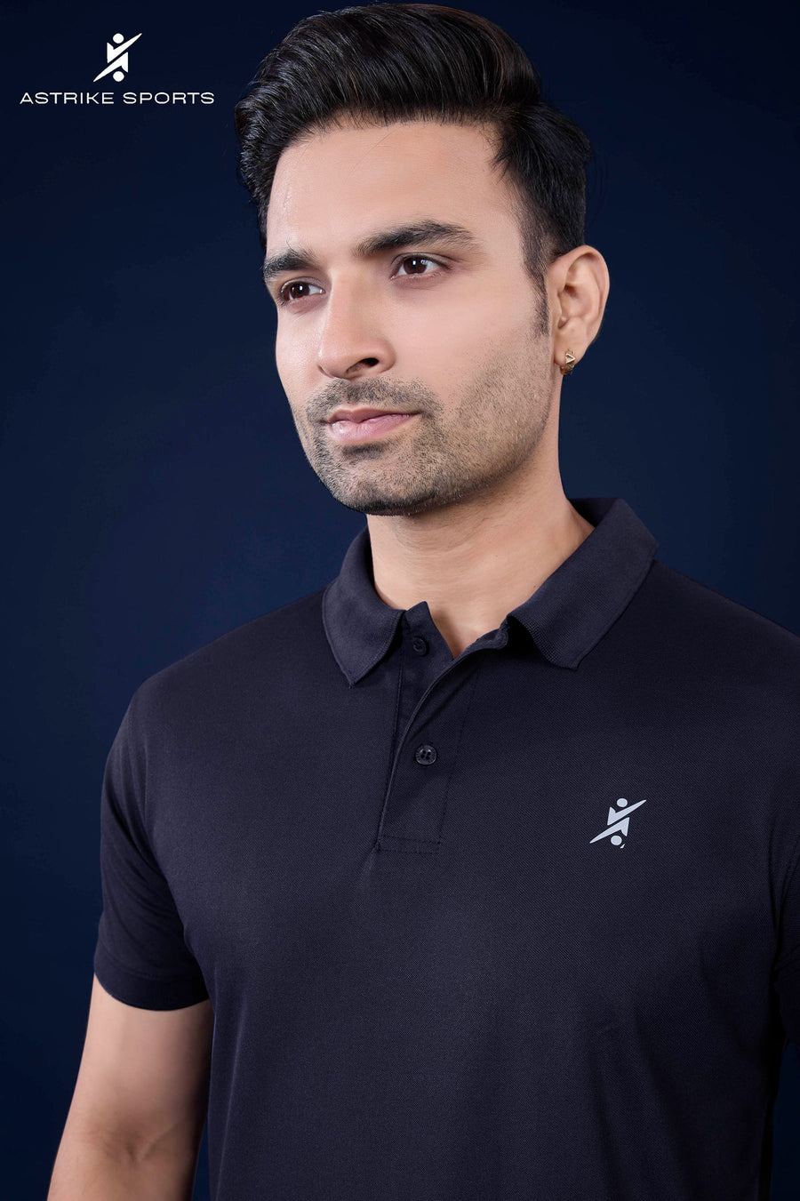 Men Slim Polo Neck T-shirt QR 11 Special Black