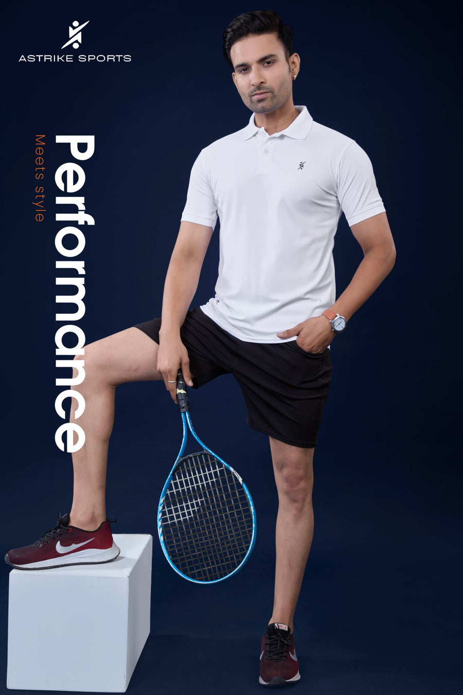 Men Slim Polo Neck T-shirt QR 11 Special White