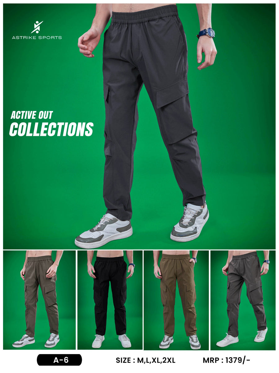 Men Regular Fit Sports Cargo Track pant at Wholesale Price A-6 | 8 Pcs Box