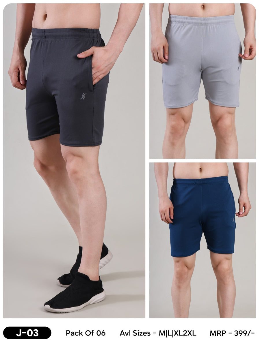 Men Solid Slim Fit Short Pant at Wholesale Price J-03 | 6 Pcs Box