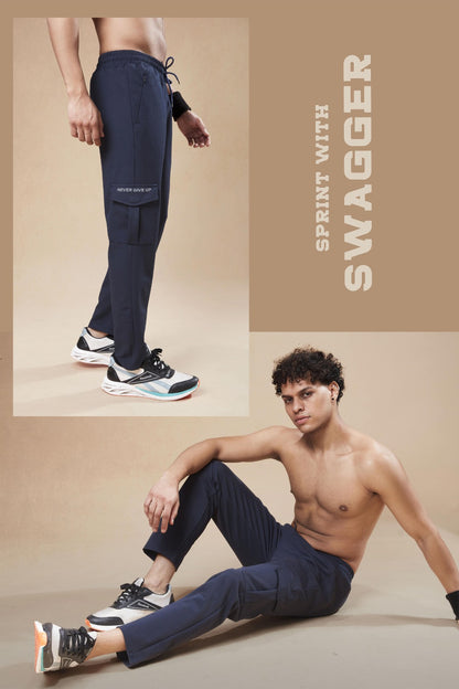 Men Solid Relax Fit Sports Cargo Trackpants at Wholesale Price J 675 | 8 Pcs Box