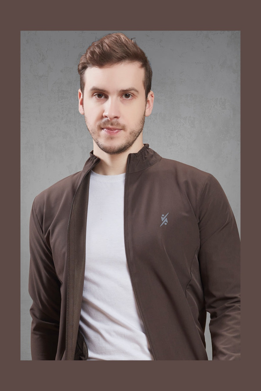 Men Solid Slim Fit Mock Neck Jacket at Wholesale Price J 86 | 8 Pcs Box