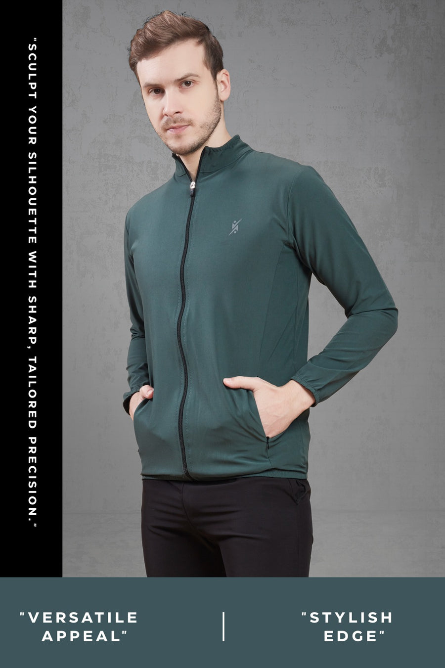 Men Solid Slim Fit Mock Neck Jacket at Wholesale Price J 86 | 8 Pcs Box