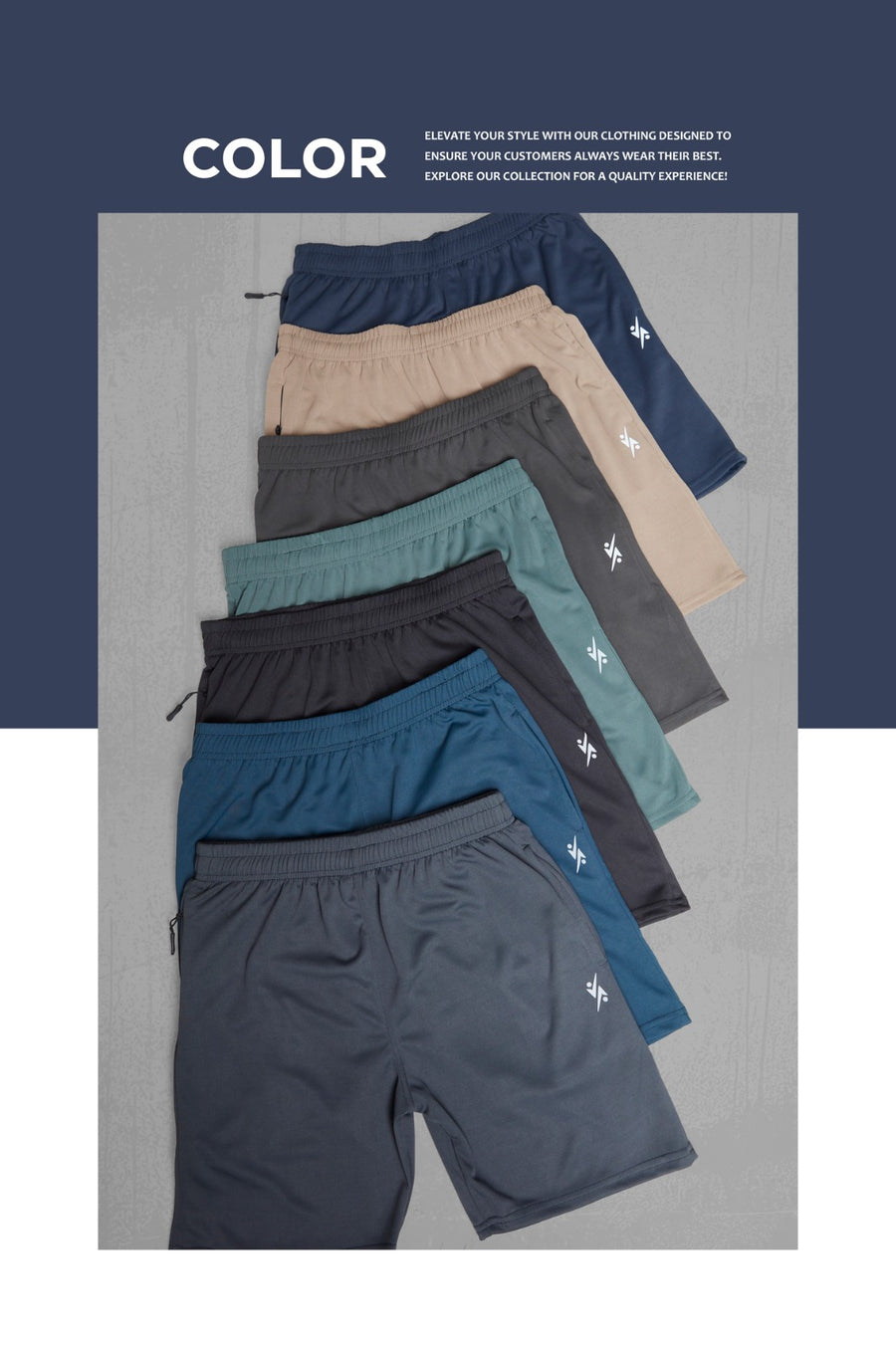 Men Solid Slim Fit Shorts with Flexion at Wholesale Price QR 26 | 8 Pcs Box