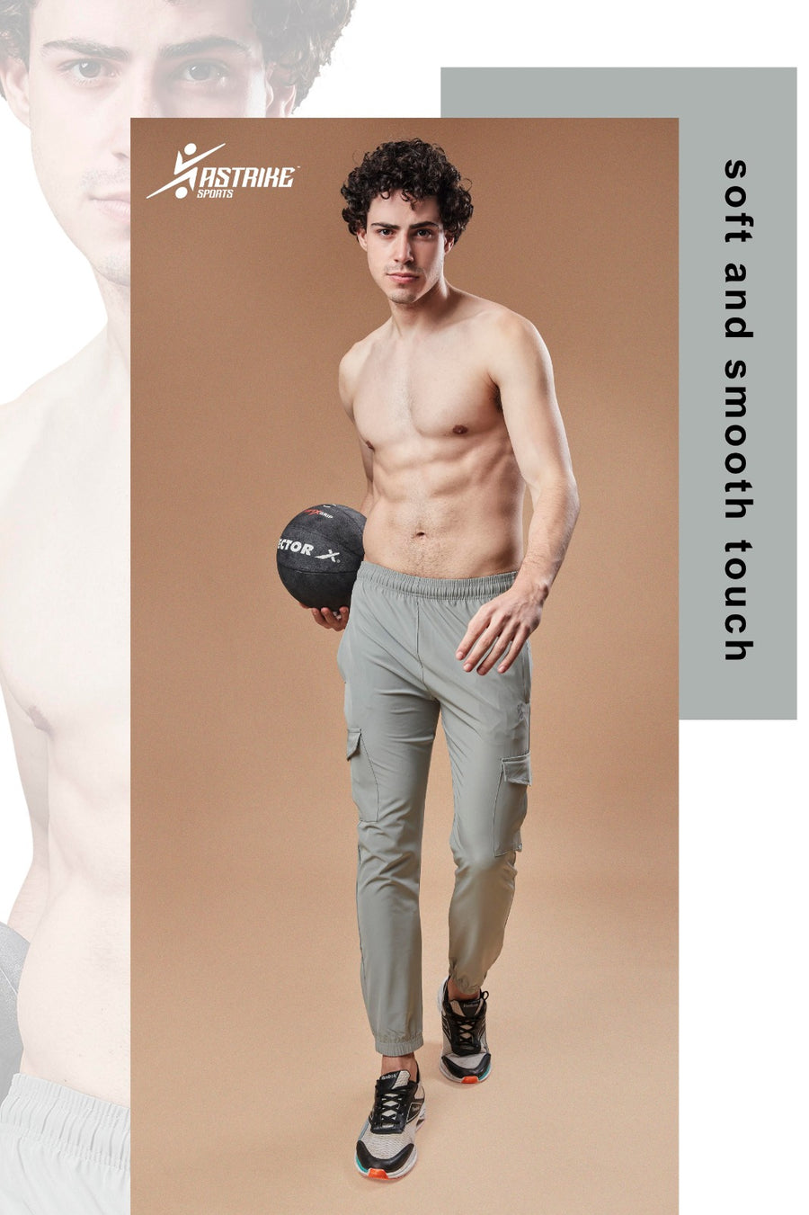 Men Solid Relax Fit Sports Cargo Trackpants Special Light Grey QR 88
