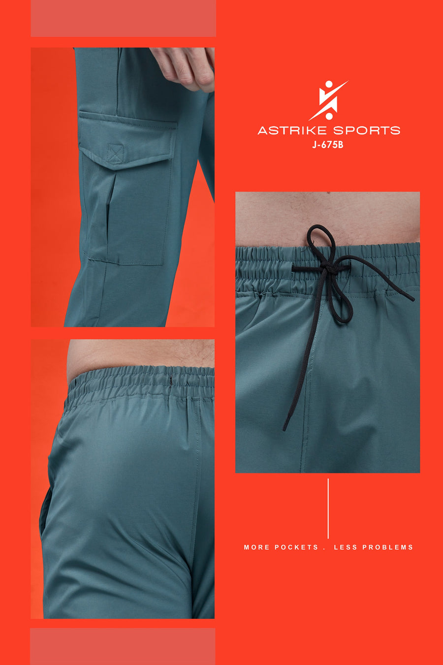 Men Solid Relax Fit Sports Cargo Trackpants at Wholesale Price J-675-(B) | 8 Pcs Box