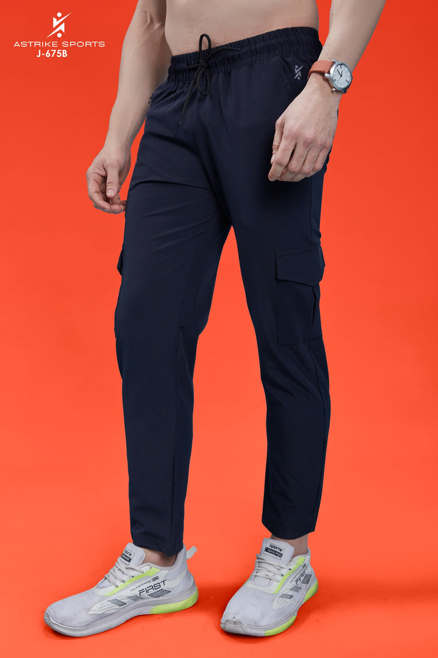 Men Solid Relax Fit Sports Cargo Trackpants at Wholesale Price J-675-(B) | 8 Pcs Box