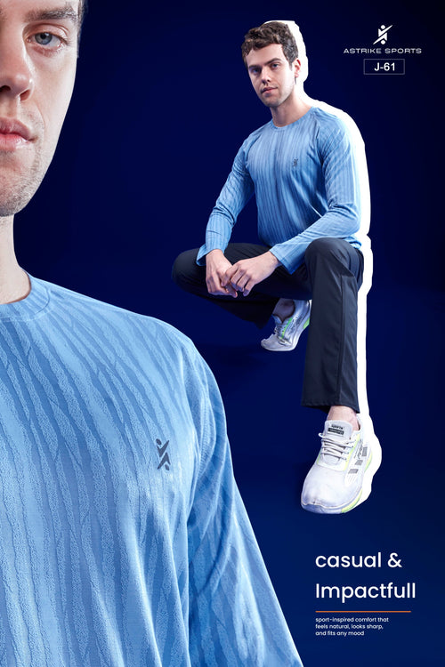 ASTRIKE SPORTS Round Neck Full Sleeve T-shirt at Wholesale Price J-61 | 8 Pcs Packing