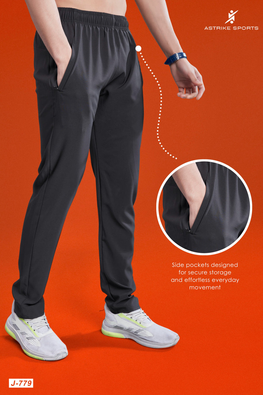 Men Solid Relax Fit Sports Trackpants at Wholesale Price J-779 | 8 Pcs Box