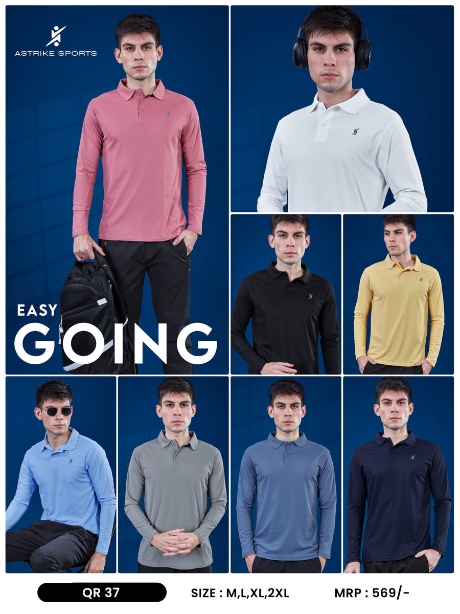 Men Slim Polo Neck T-shirt at Wholesale Price QR-37 New | 8 Pcs Box