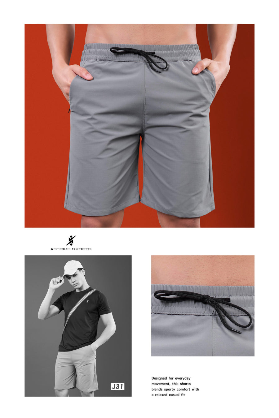 Men Solid Slim Fit Shorts at Wholesale Price J-31 | 6 Pcs Box