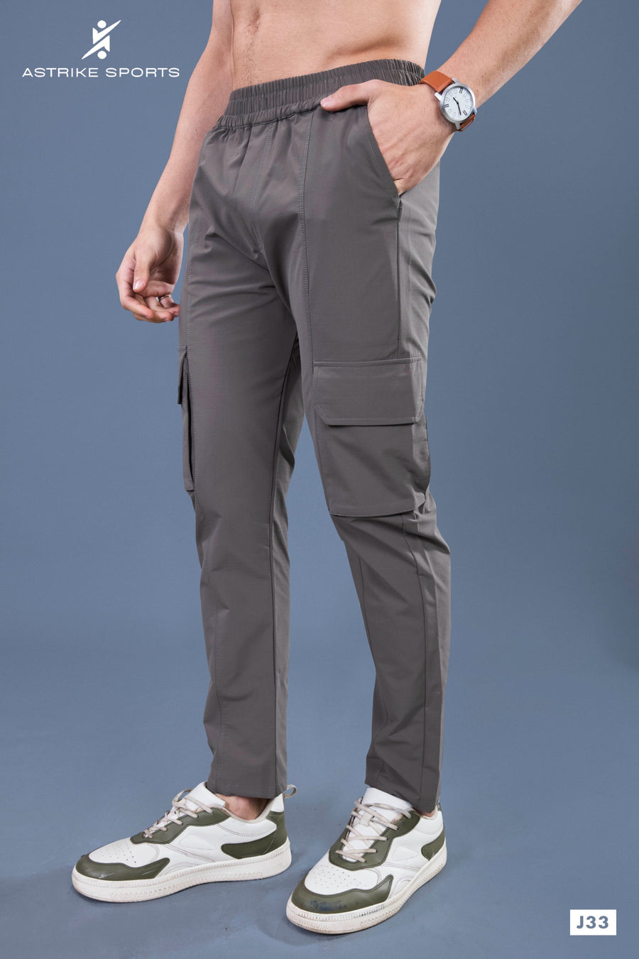 Men Solid Relax Fit Sports Cargo Trackpants at Wholesale Price J-33 | 8 Pcs Box