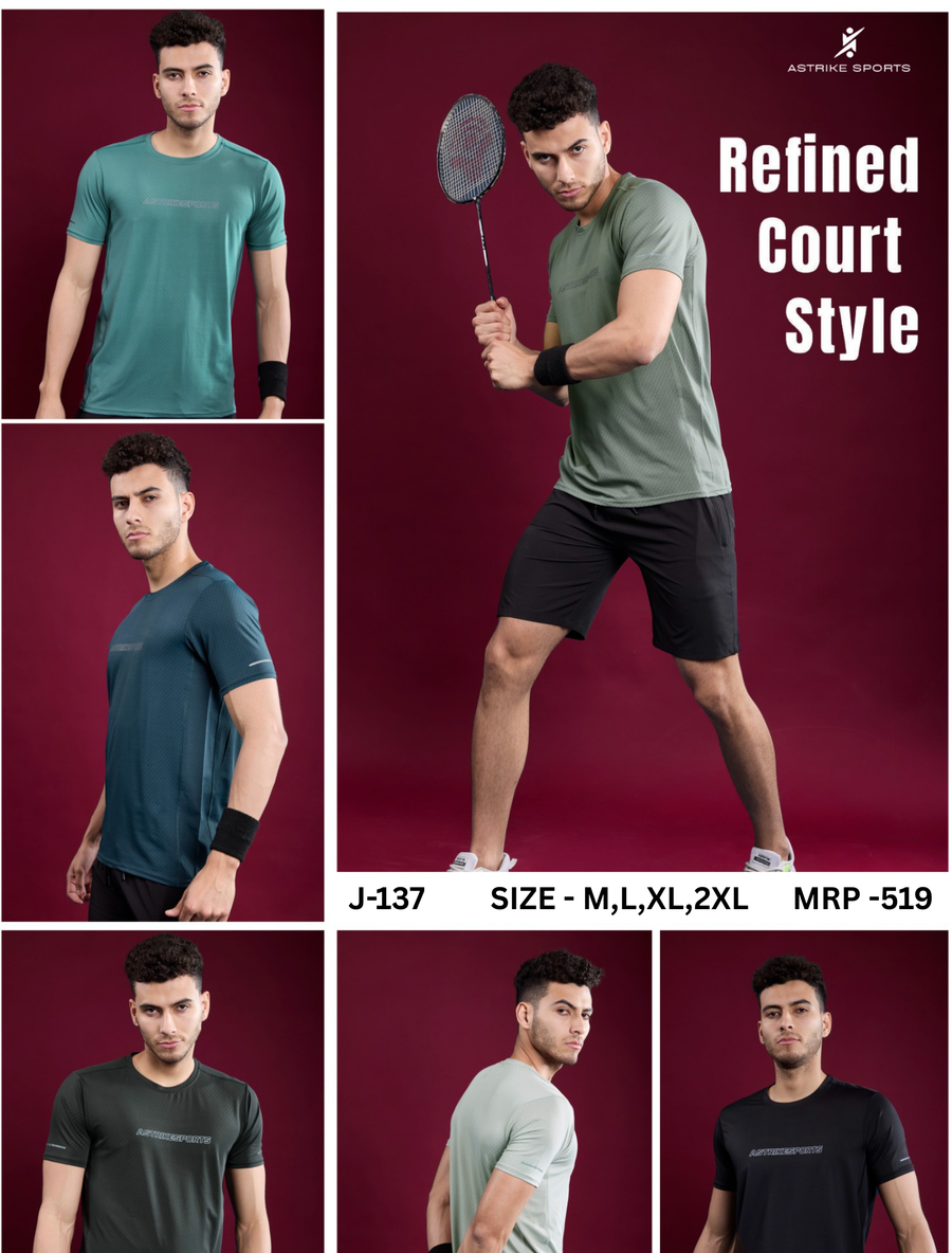 Men Solid Slim Fit Round Neck T-shirt at Wholesale Price J-137 | 6 Pcs